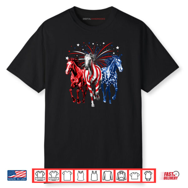 4th Of July Horse Lovers Red White And Blue American Flag Shirt