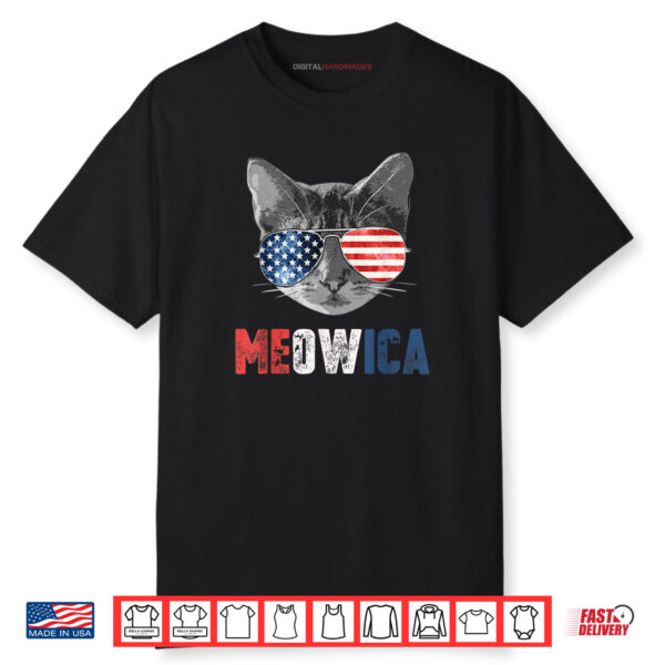 4th of July Shirt Meowica American Flag Cat Shirt