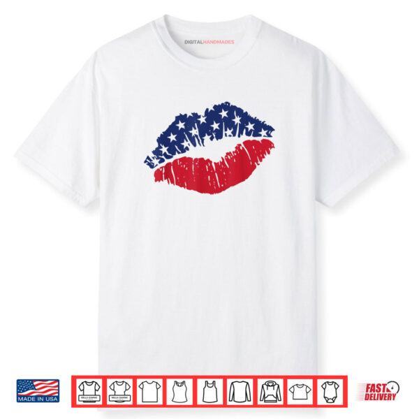 4th of July USA Flag Kiss Lips Patriotic Gift Shirt