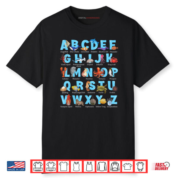 ABC Animals Underwater Sea Ocean Alphabet Shirt