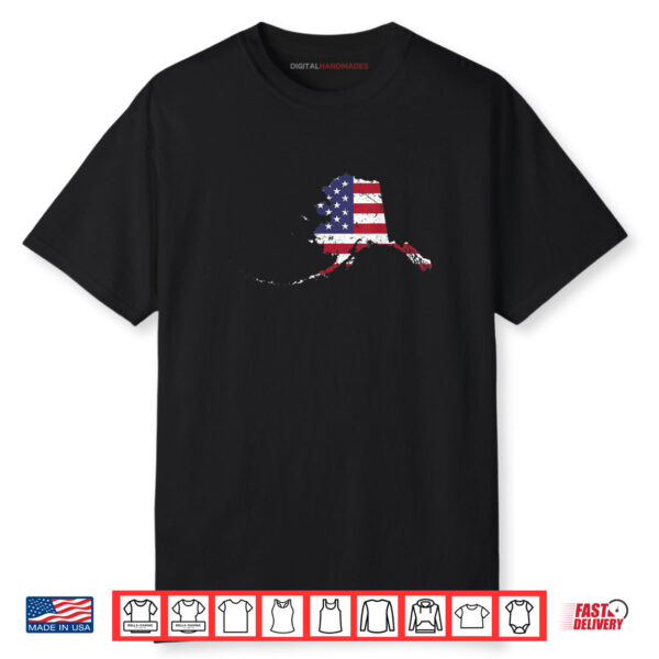 Alaska Map State American Flag 4th Of July Pride Shirt