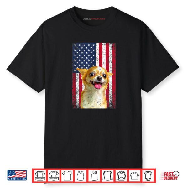 American Flag Chihuahua Dog Lover Funny 4th Of July Dog Shirt