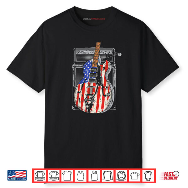 American Flag Guitar 4th of July Guitarist USA Country Music Shirt