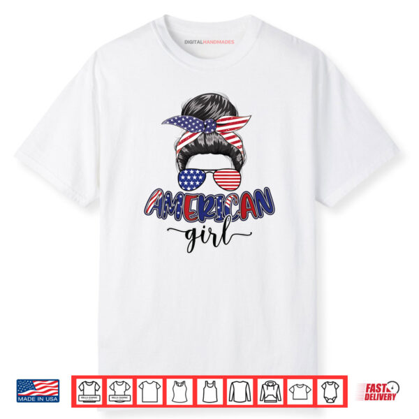 American Girl Life Messy Bun 4th of July USA Shirt