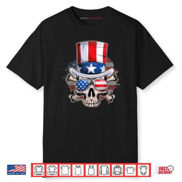 American Patriotic Skull 4th of July USA Flag Shirt