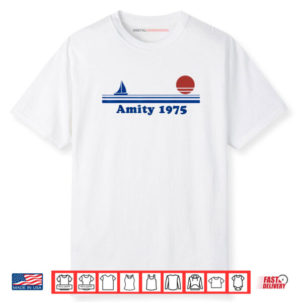 Amity 1975 Sunset Sailboat Sunrise Summer Ocean Vacation Shirt