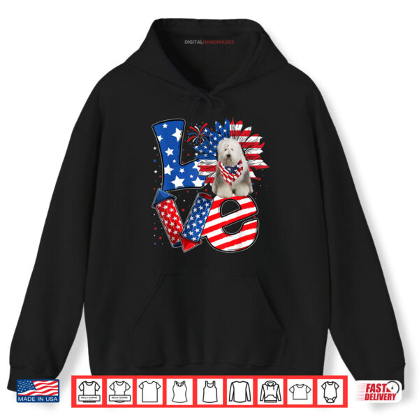 Black Hoodie 4th of July Decor Patriotic LOVE Old English Sheepdog Dog Shirt digitalhandmades