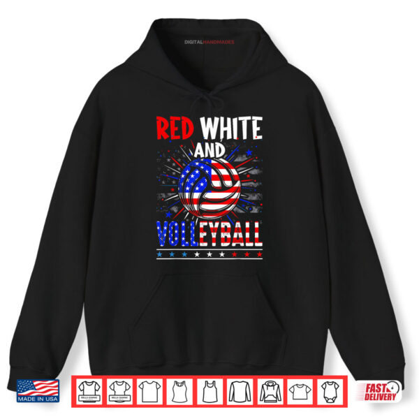 Black Hoodie Red White And Volleyball 4th Of July American Flag Player Shirt digitalhandmades