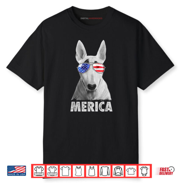 Bull Terrier 4th of July Merica Men American Flag Sunglasses Shirt