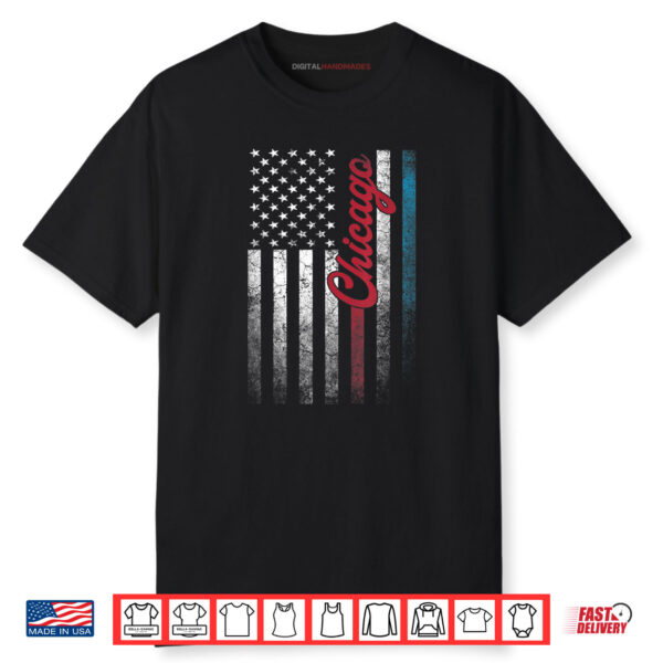 Chicago 4th of July American Flag America Patriotic Illinois Shirt