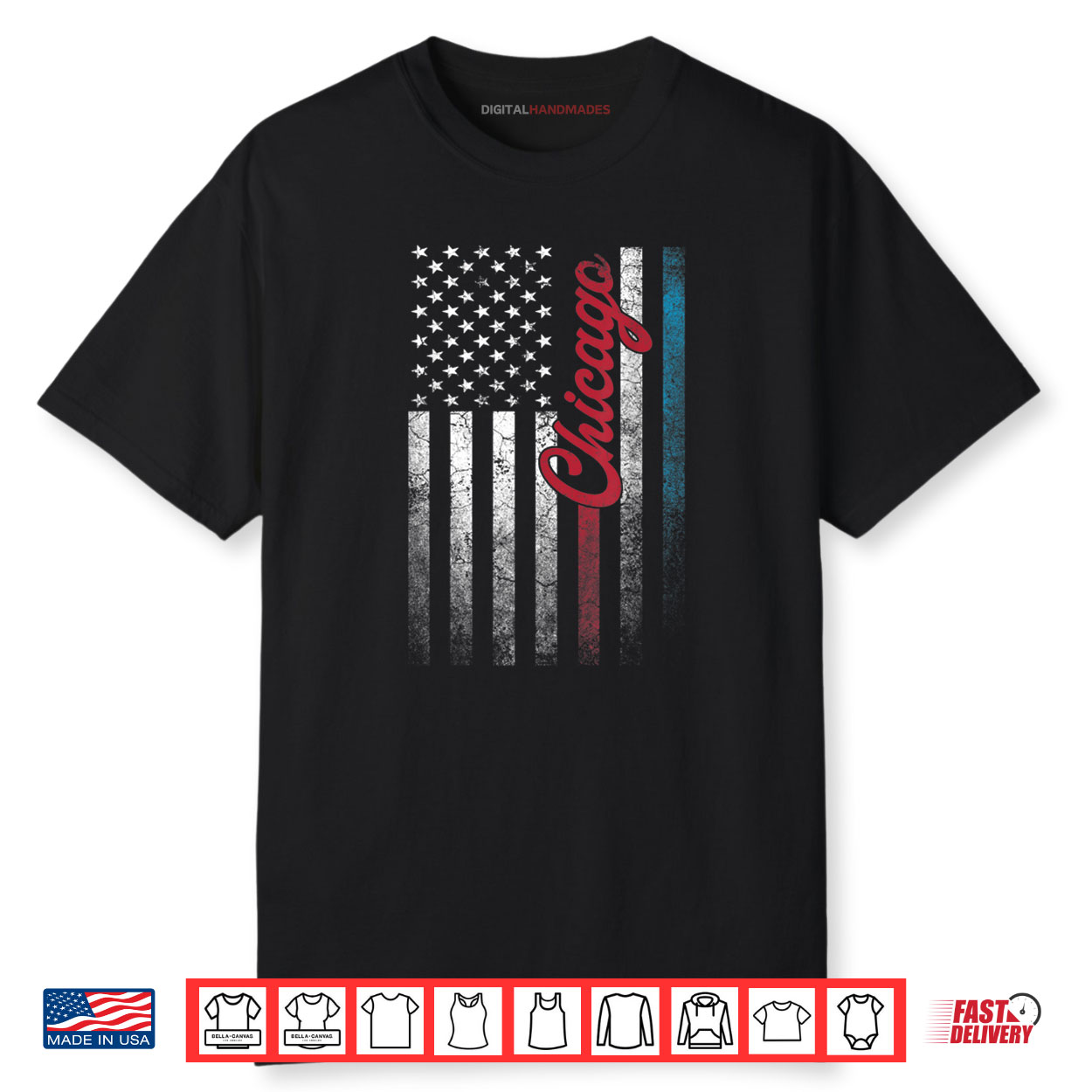Chicago 4th of July American Flag America Patriotic Illinois Shirt Chicago 4th of July American Flag America Patriotic Illinois Shirt