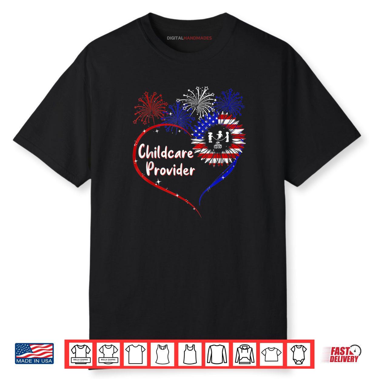 Childcare Provider American Flag Heart 4th Of July Shirt Childcare Provider American Flag Heart 4th Of July Shirt