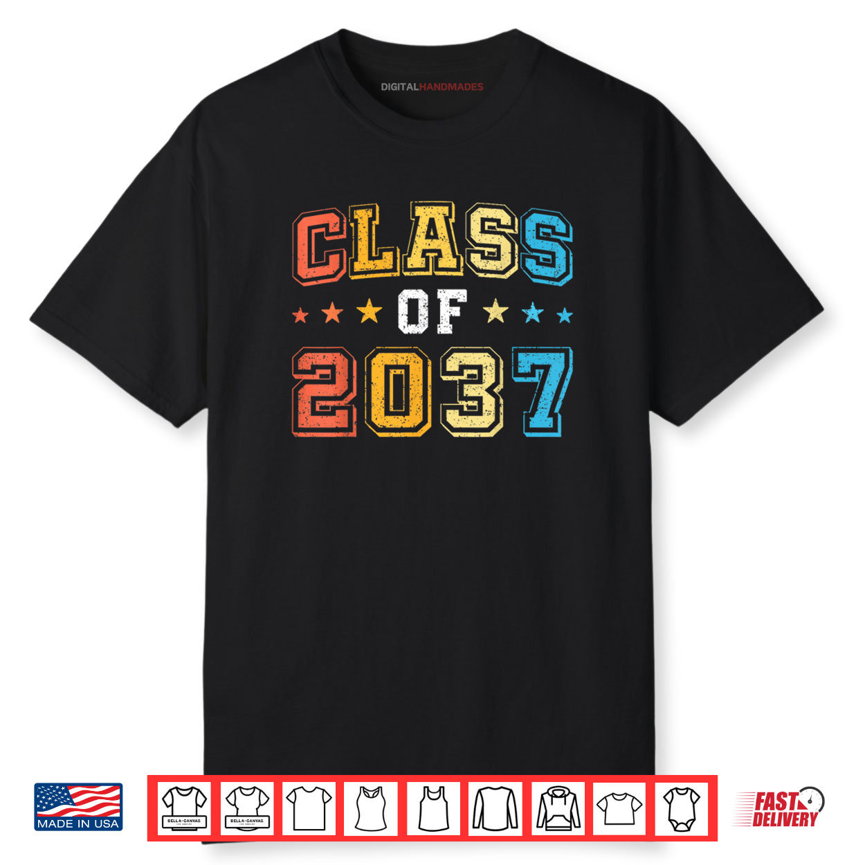 Class of 2037 Retro First Day of First Grade 1st Grade Shirt