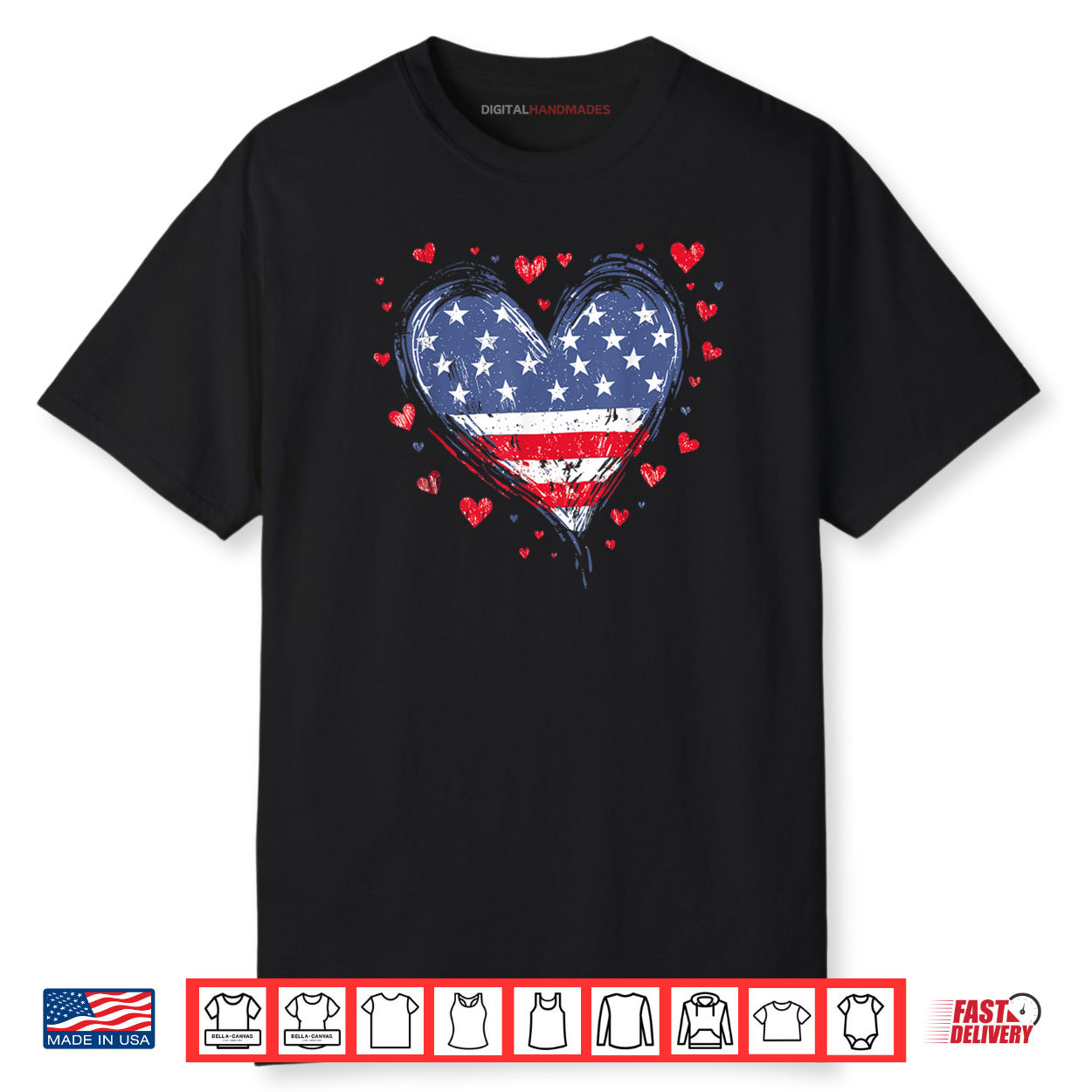 Cute American Flag Heart USA Patriotic Womens 4th of July Shirt Cute American Flag Heart USA Patriotic Womens 4th of July Shirt