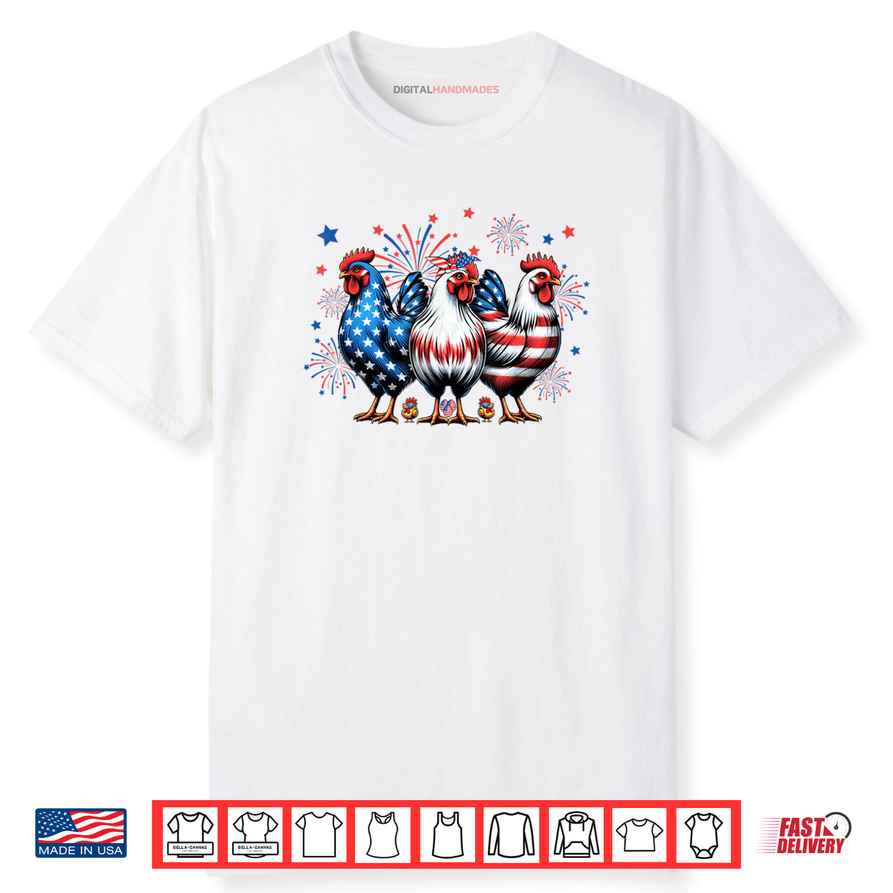 Cute Chicken USA Flag Patriotic Chicken Lover 4th of July Shirt Cute Chicken USA Flag Patriotic Chicken Lover 4th of July Shirt