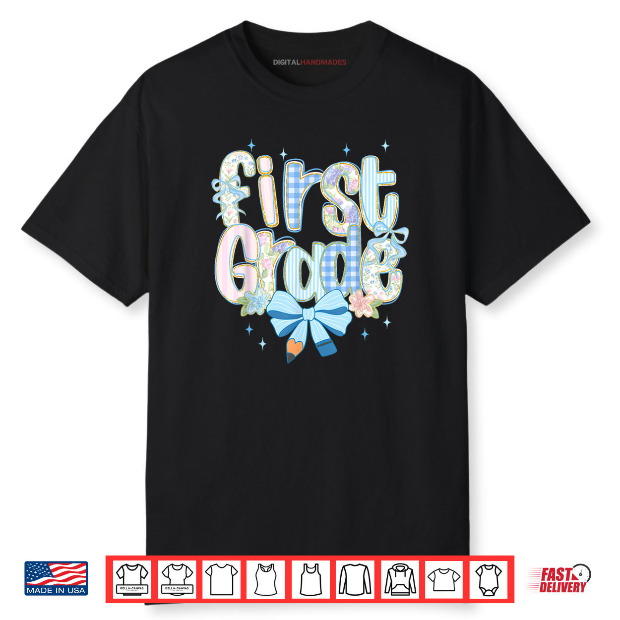 Cute Floral Preppy First Grade Back To School Teacher Girl Shirt