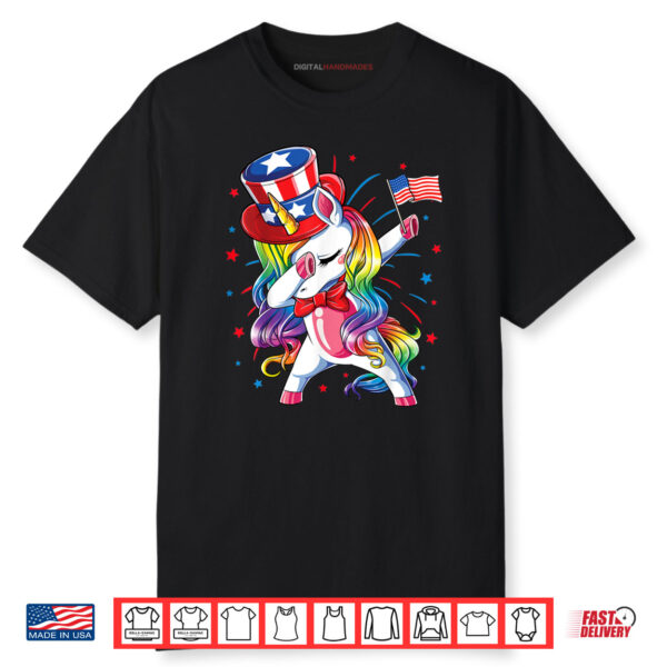 Dabbing Unicorn 4th of July Shirts Girls Kids Women American Shirt