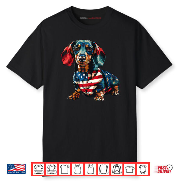 Dachshund Dog 4th of July American Flag Gifts Shirt