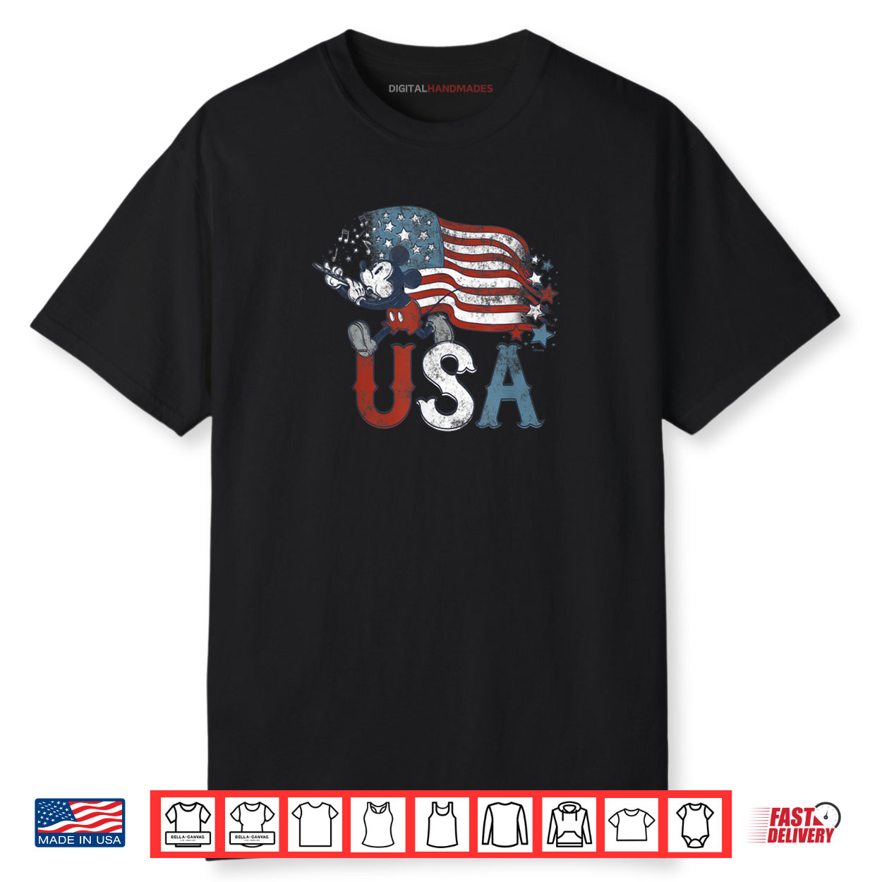 Disney Mickey Mouse with Flute America USA Flag 4th of July Shirt Disney Mickey Mouse with Flute America USA Flag 4th of July Shirt