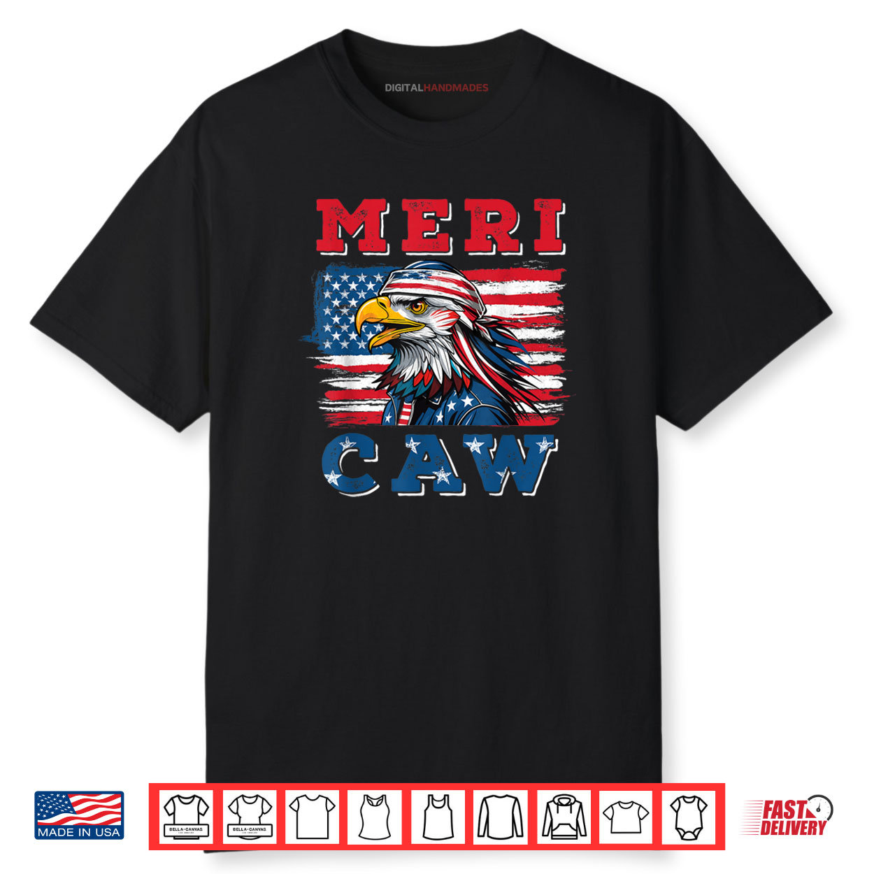 Eagle Meri Caw 4th of July American Flag USA Shirt