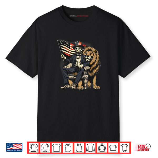 Fourth Of July Lion Abraham Lincoln American Flag Patriotic Shirt