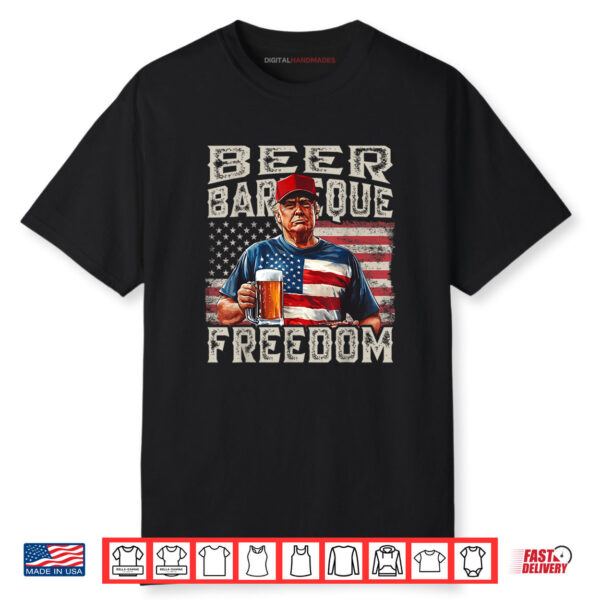 Fourth Of July Trump BBQ Beer And Freedom Red White Blue Shirt
