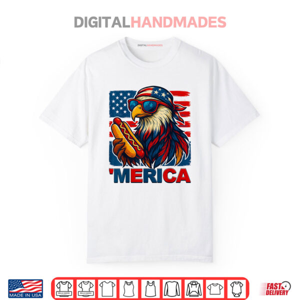 Funny Merica Eagle Hotdog USA Flag 4th Of July Patriotic Shirt