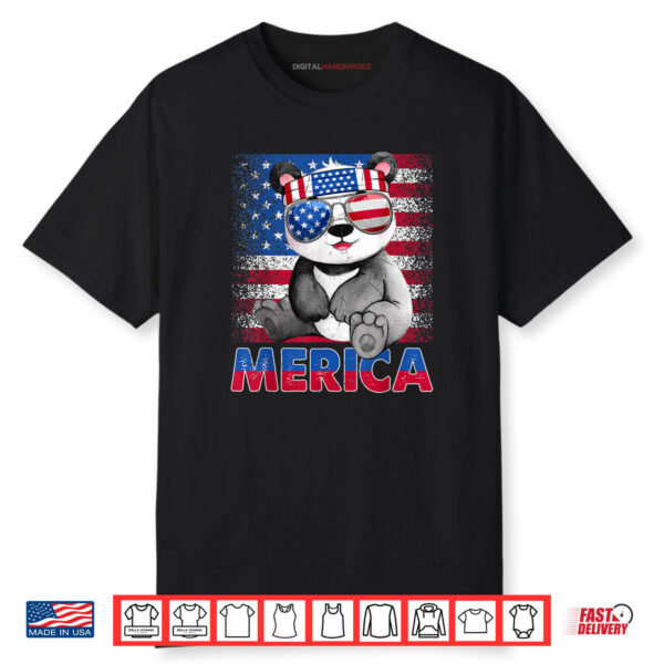 Funny Merica Panda Bear With USA Flag Shirt