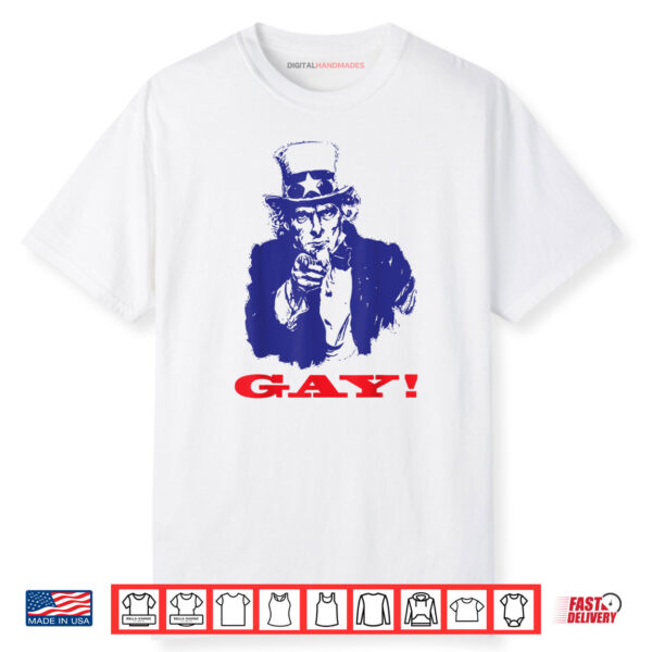 Funny Uncle Sam Griddy Say Gay LGBT Gay Ally Pride Month Shirt