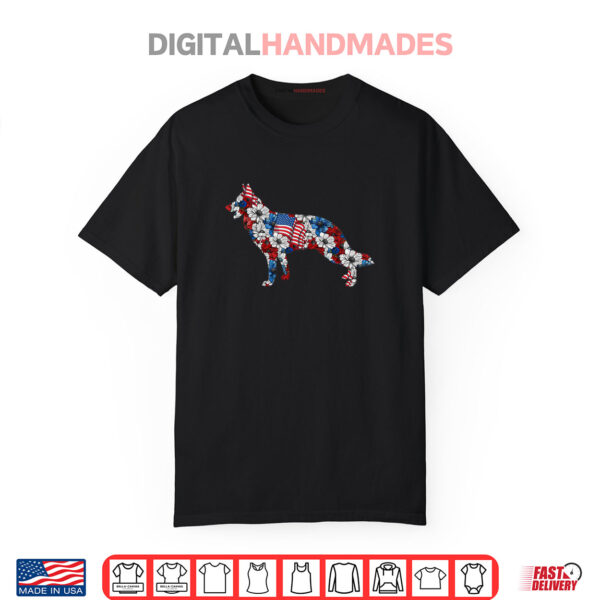 German Shepherd 4th Of July Flower American Flag Patriotic Shirt