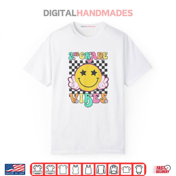 Girls 2nd Grade Vibes Smile Face Back to School Second Grade Shirt