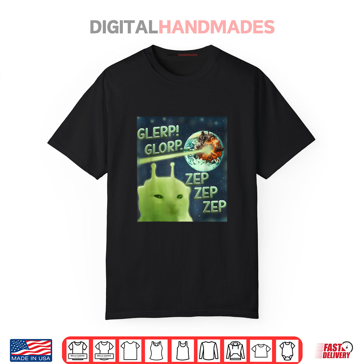 Glerp Glorp Funny Alien Cat Meme Shirt