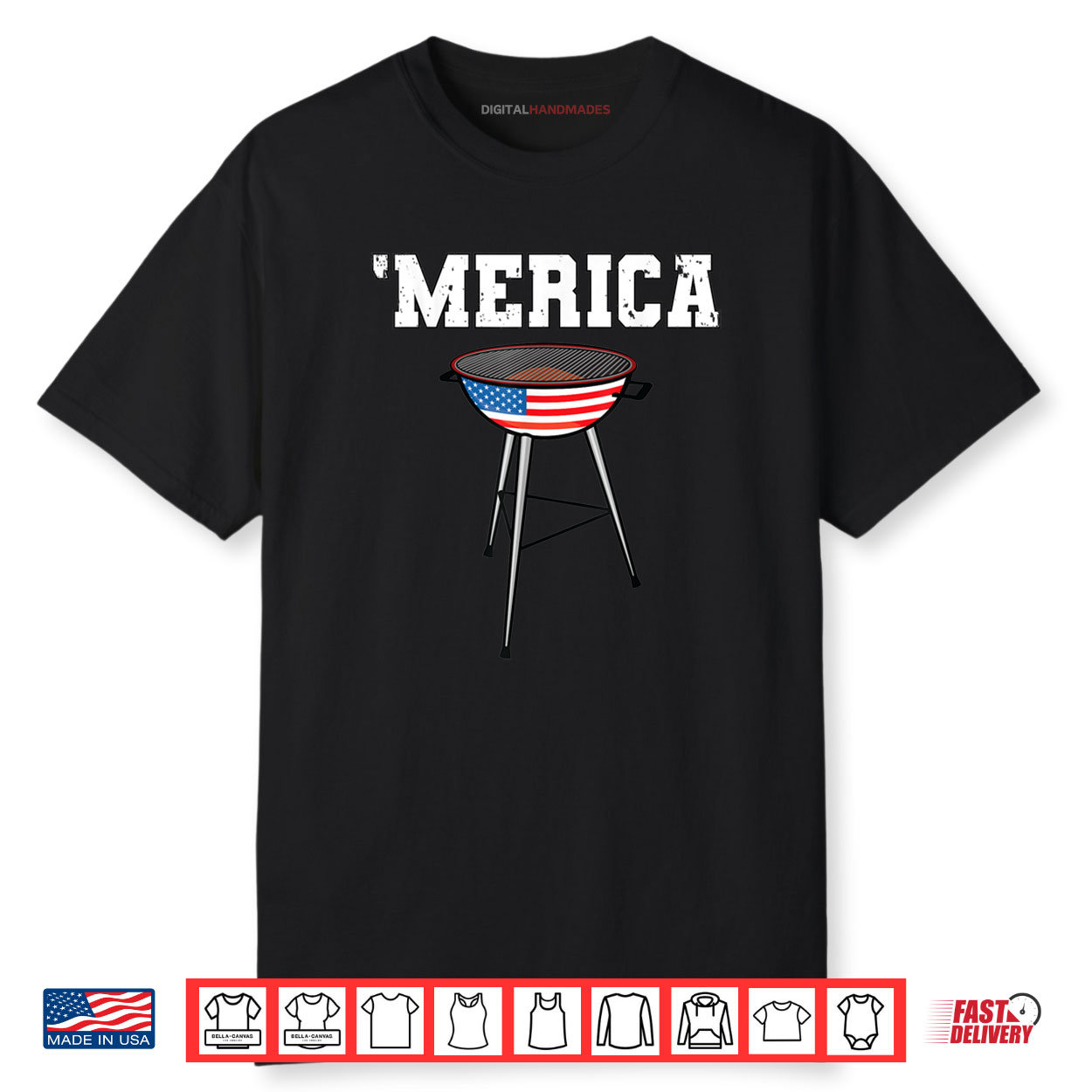 Grill Merica Barbecue BBQ American Grandpa Dad 4th of July Shirt