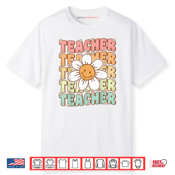Groovy Teacher Cute Daisy Flower Retro Back to School Shirt