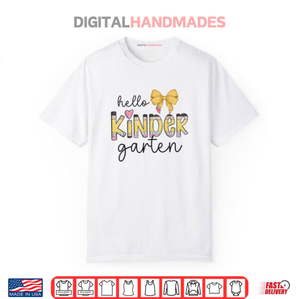 Hello Kindergarten Teacher Squad Coquette Bow Pencil School Shirt