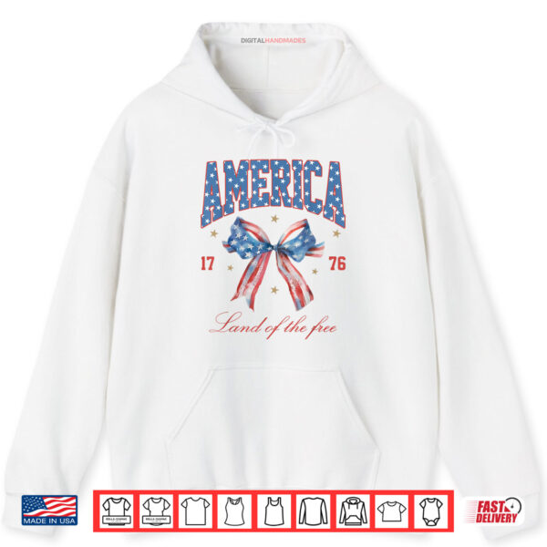 Hoodie 4th Of July America Coquette bow Independence Day Patriotic Shirt
