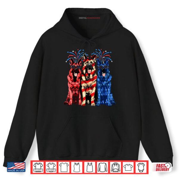 Hoodie 4th Of July German Shepherd American Flag Red White And Blue Shirt