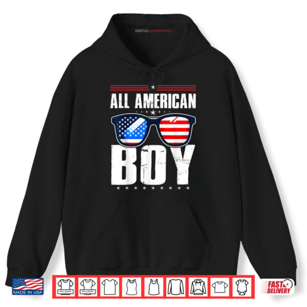 Hoodie All American Boy 4th Of July USA Sunglasses Family Matching Shirt