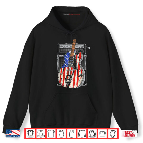 Hoodie American Flag Guitar 4th of July Guitarist USA Country Music Shirt