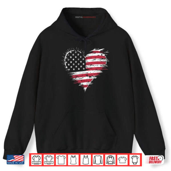 American Flag Heart Women Men Kids 4th of July Patriotic USA Shirt 2 Hoodie American Flag Heart Women Men Kids 4th of July Patriotic USA Shirt