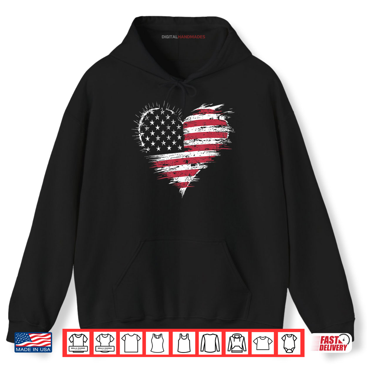 American Flag Heart Women Men Kids 4th of July Patriotic USA Shirt American Flag Heart Women Men Kids 4th of July Patriotic USA Shirt