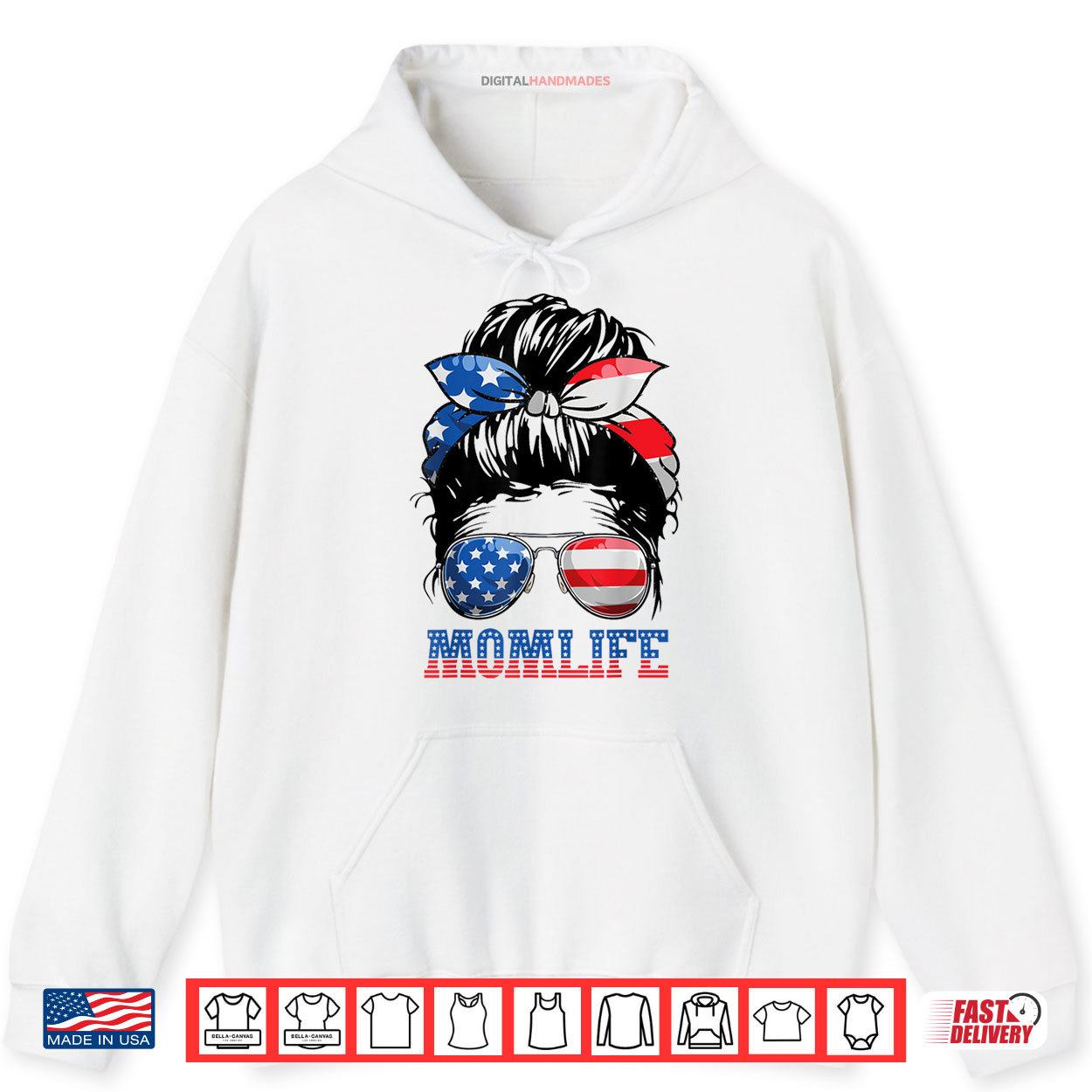 American Mom Life Messy Bun 4th of July Sunglasses USA Mama Shirt American Mom Life Messy Bun 4th of July Sunglasses USA Mama Shirt