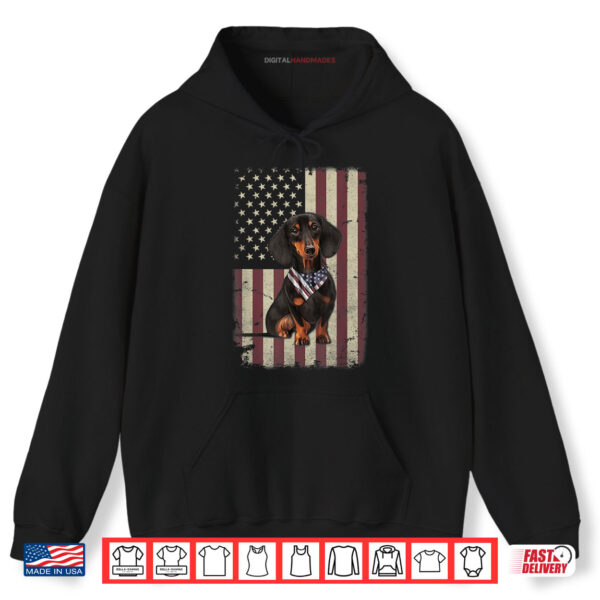 Hoodie Dachshund American Flag Bandana 4th Of July Shirt