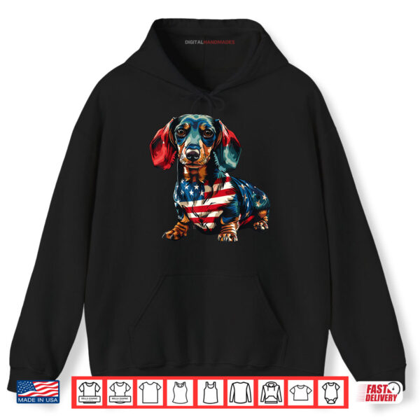 Hoodie Dachshund Dog 4th of July American Flag Gifts Shirt