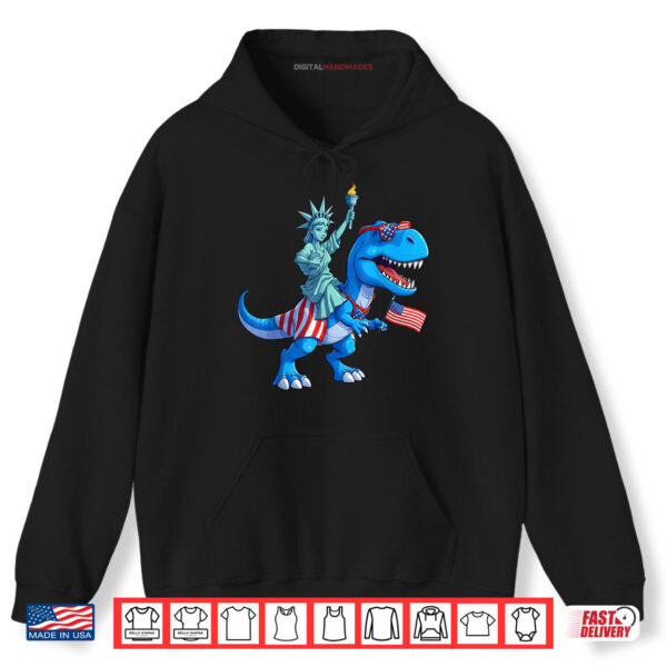 Hoodie Dino Statue Of Liberty 4th Of July TRex American Flag Shirt digitalhandmades