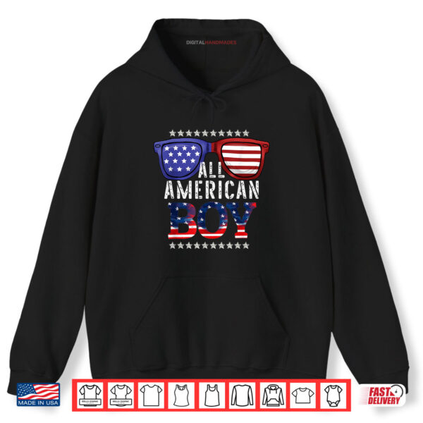 Hoodie Fourth of July Family American Flag All American Boy Shirt
