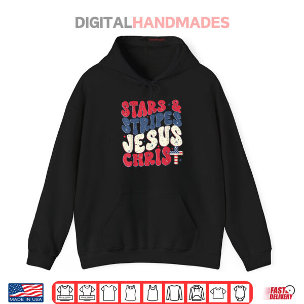 Hoodie Funny Christian 4th Of July Stars Stripes Jesus Christ Shirt
