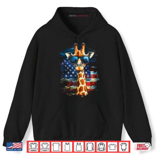 Hoodie Giraffe American Flag 4th Of July Funny Animal Patriotic Shirt digitalhandmades