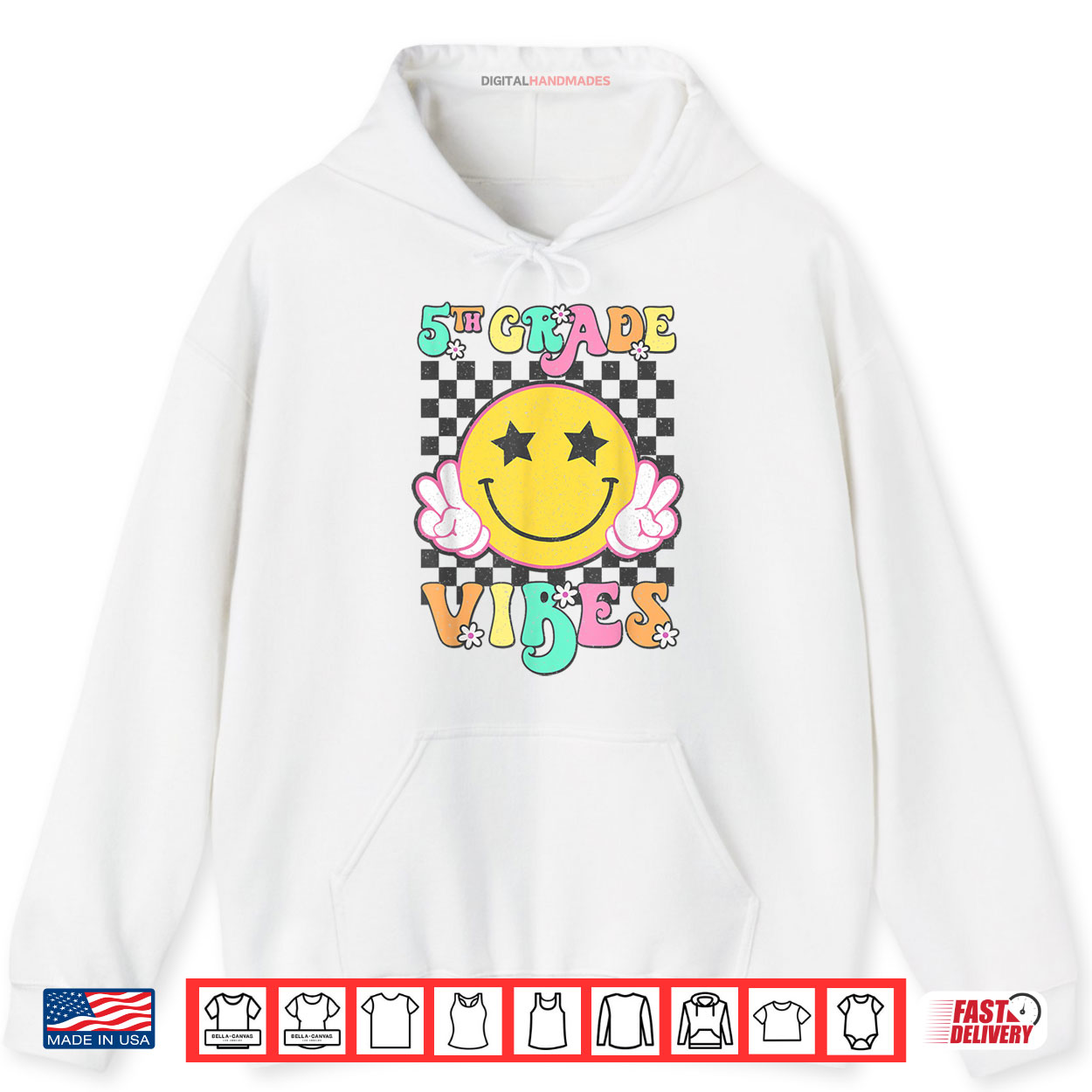 Girls 5th Grade Vibes Smile Face Back to School Fifth Grade Shirt Girls 5th Grade Vibes Smile Face Back to School Fifth Grade Shirt