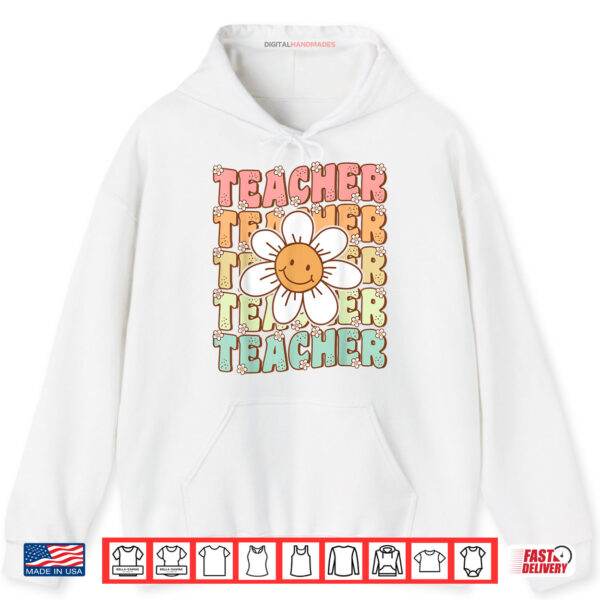 Hoodie Groovy Teacher Cute Daisy Flower Retro Back to School Shirt